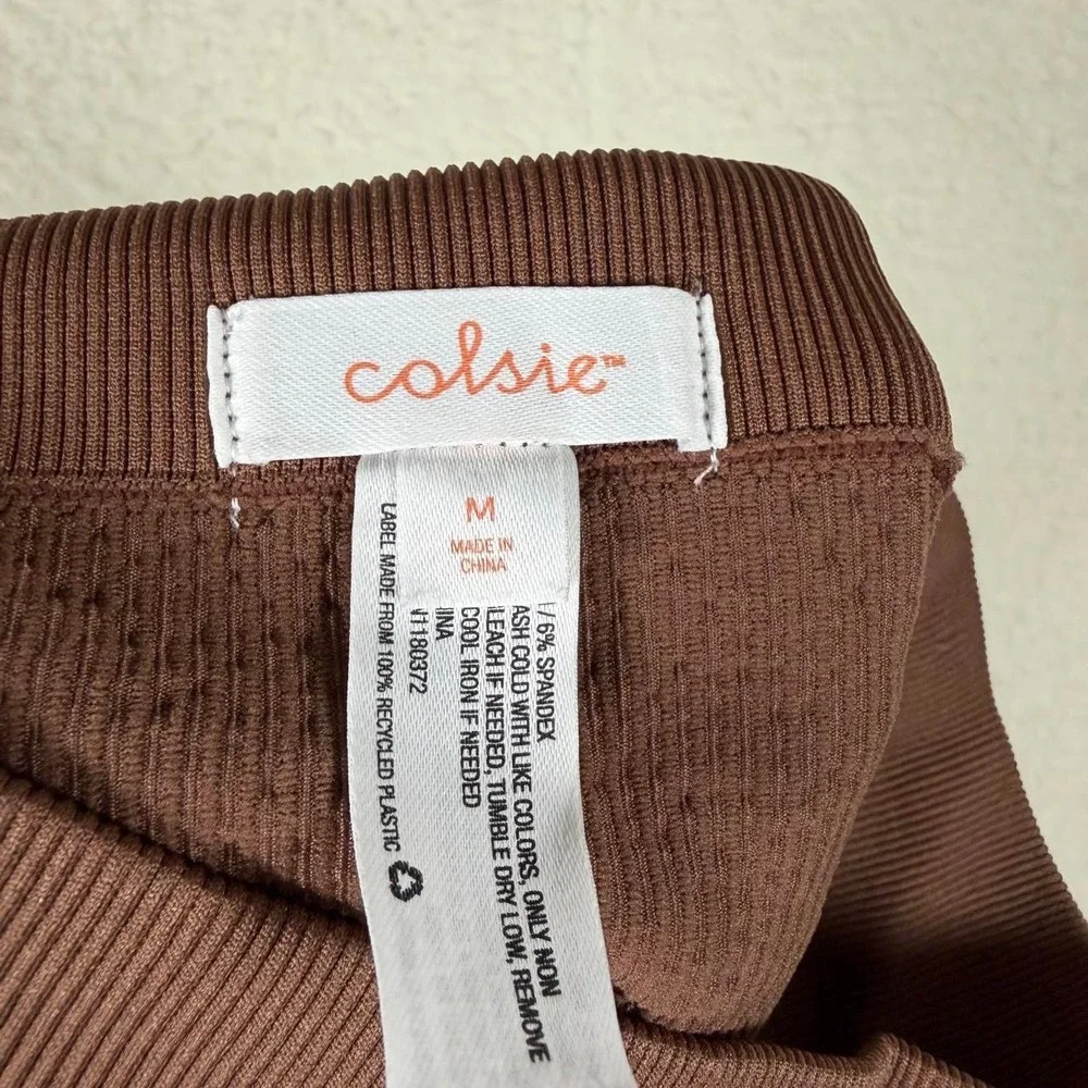 Colsie Womens Brown High Waisted Seamless Ribbed Bike Shorts Medium